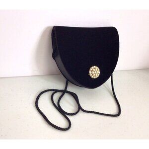 Vintage Magid Black Velvet Purse Pearl Trim